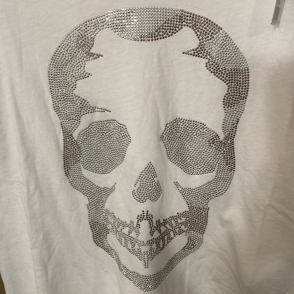 Zadig & Voltaire White Long Sleeve Embellished Skull Henley Sz S NWT - Picture 9 of 9